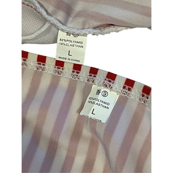 NWOT one-shoulder red and white striped bikini - L - Picture 6 of 7